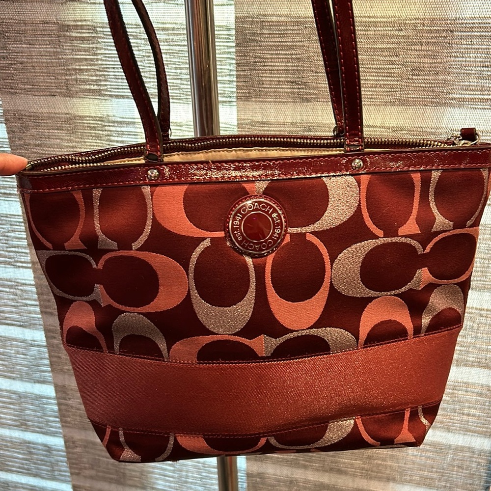 Metallic maroon Coach Ava shoulder bag